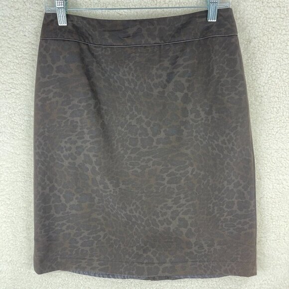 Willi Smith Women's Brown Animal‎ Print A-Line Work Wear Business Skirt Size 4 - Picture 1 of 8